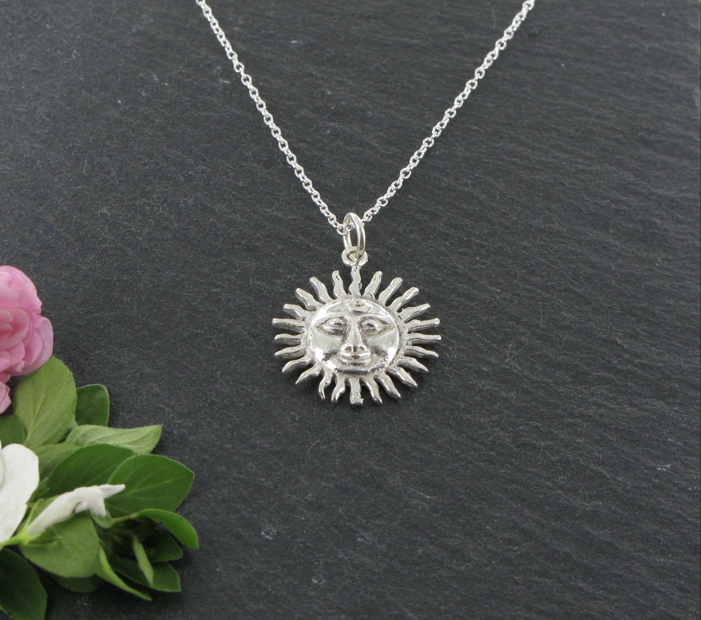 Sun necklace silver deals