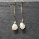 Gold Plated Silver Long Pearl Earring