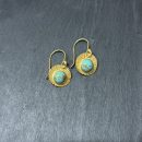 Gold Plated Silver Round Stone Earrings