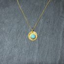 Gold Plated Silver and Polished Stone Necklace