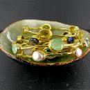 Gold Polish Brass and Stone Bangle